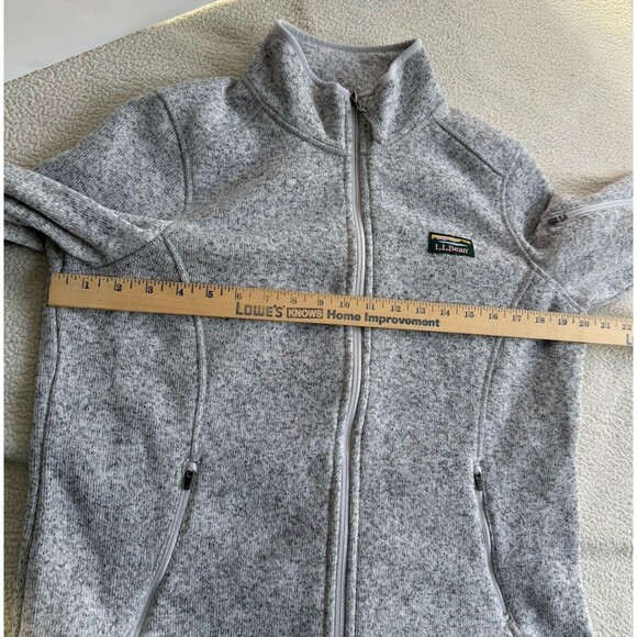 LL Bean Jacket Womens Large Petite Gray Fleece Zip Outdoors Windbreaker Hiking - Picture 8 of 10